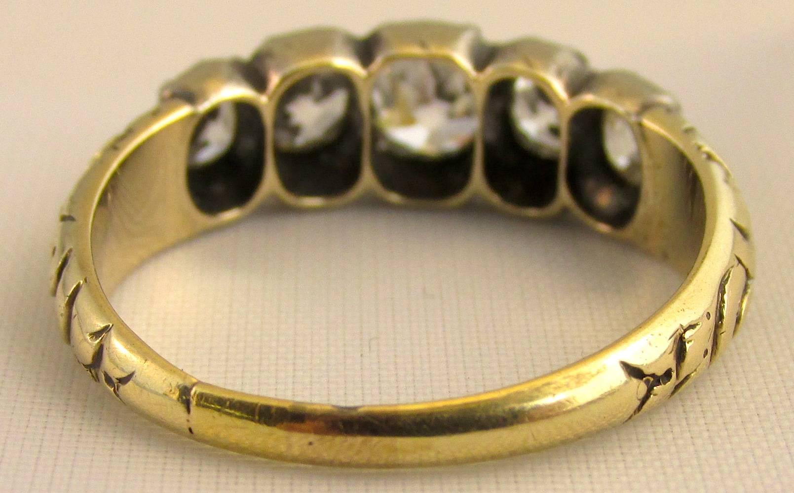 Antique 5 Stone Diamond Gold Ring 1