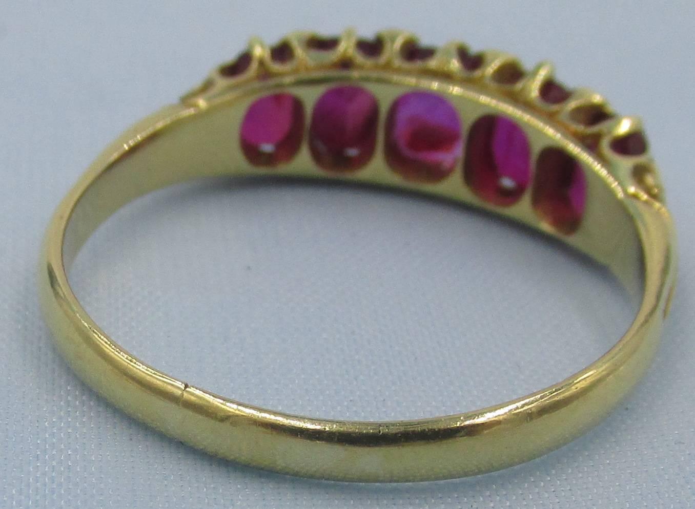Antique Five-Stone Ruby Ring with Diamonds 2