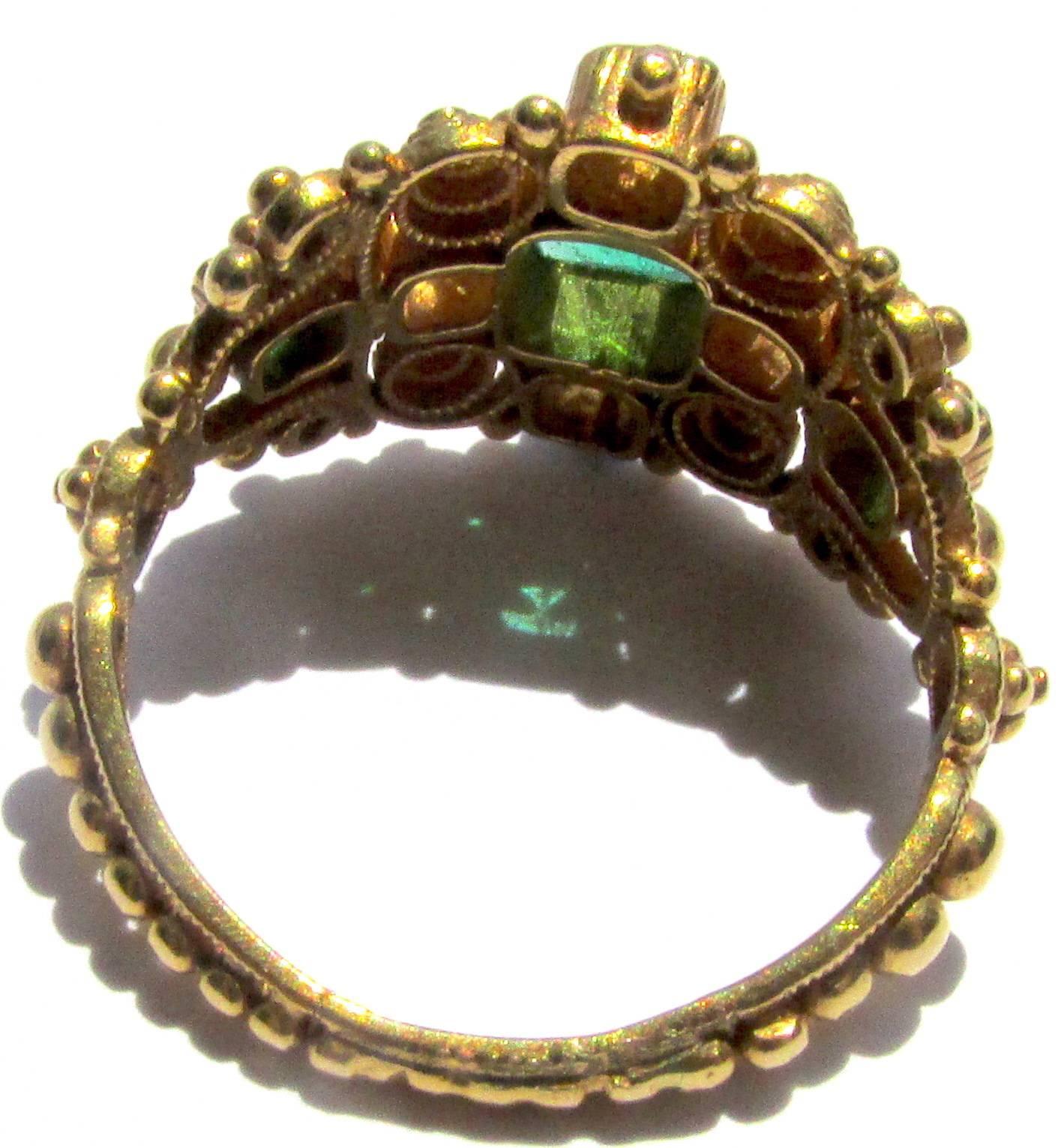 Antique Cannetille Emerald Diamond Ring 2