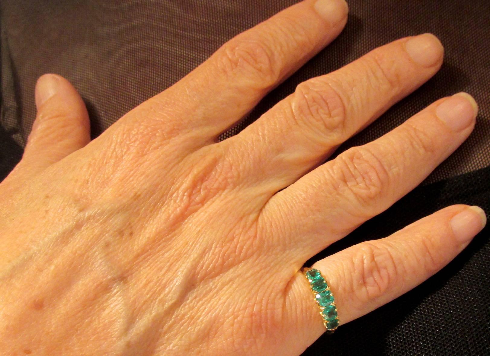 Antique Five Stone Emerald Gold Ring 2