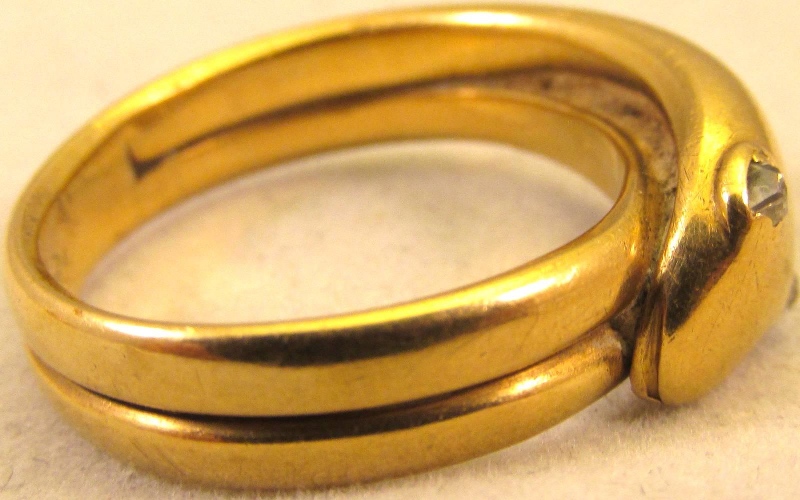 Antique Diamond Gold Snake Ring 4