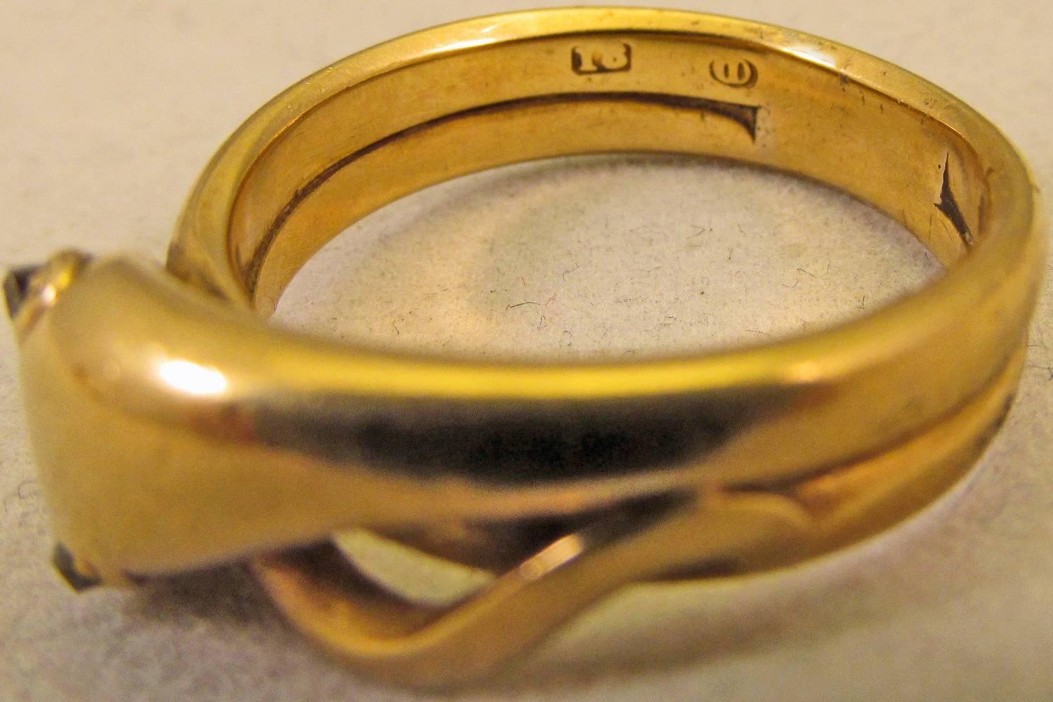 Women's Antique Diamond Gold Snake Ring