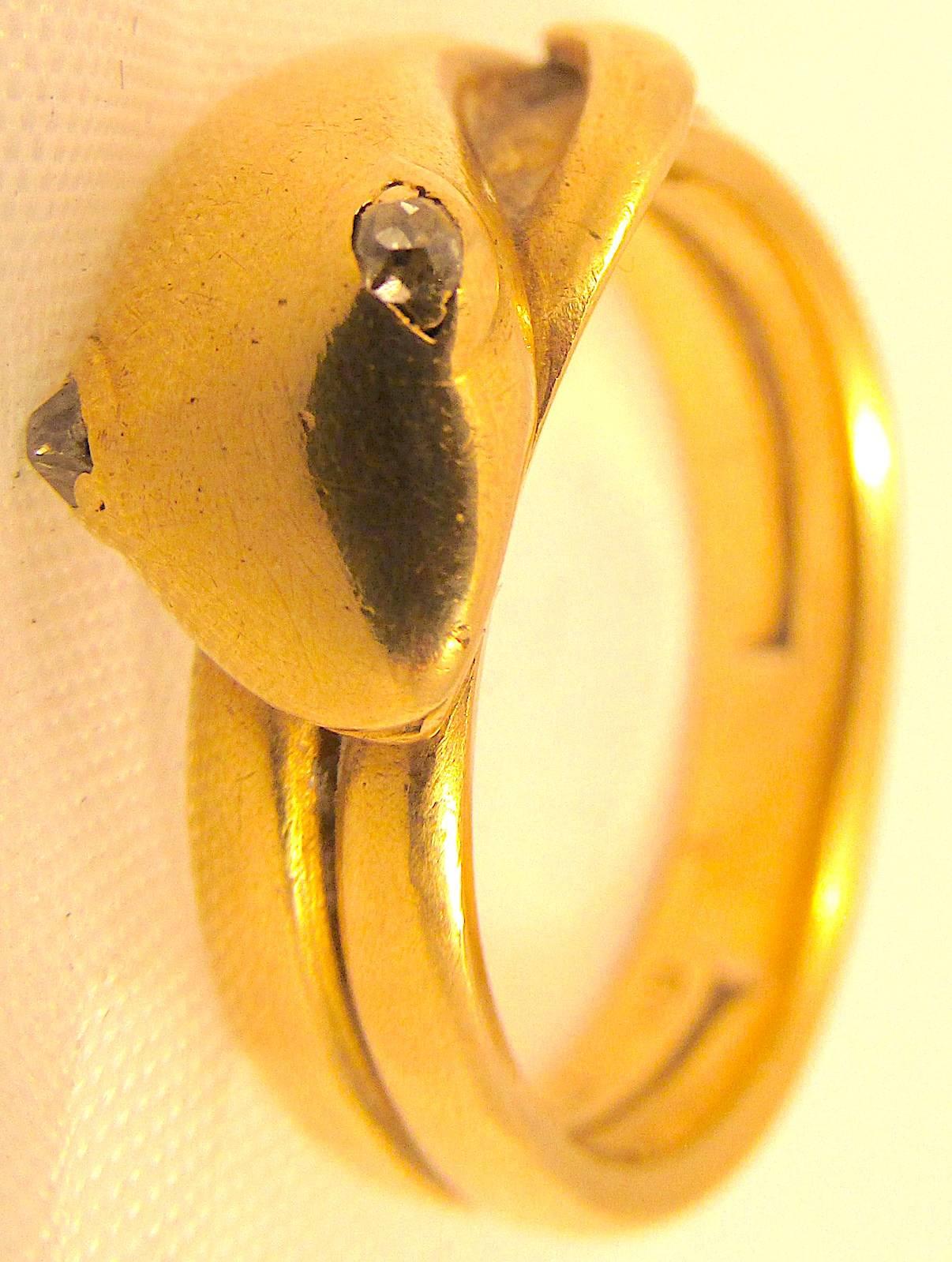 Victorian Antique Diamond Gold Snake Ring