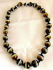 Antique Banded Agate Bead Necklace
