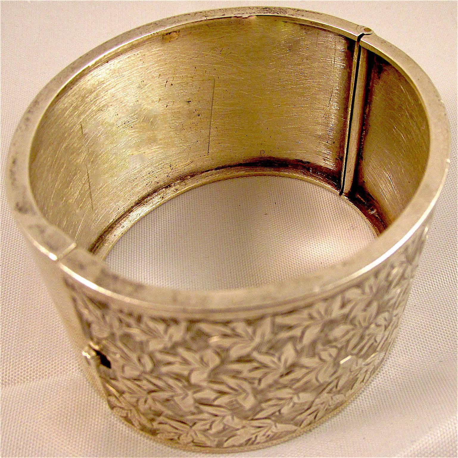 Late Victorian Antique Sterling Silver Cuff Bracelet
