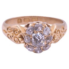 Anello a grappolo con diamante vittoriano del 1892 con marchio di garanzia