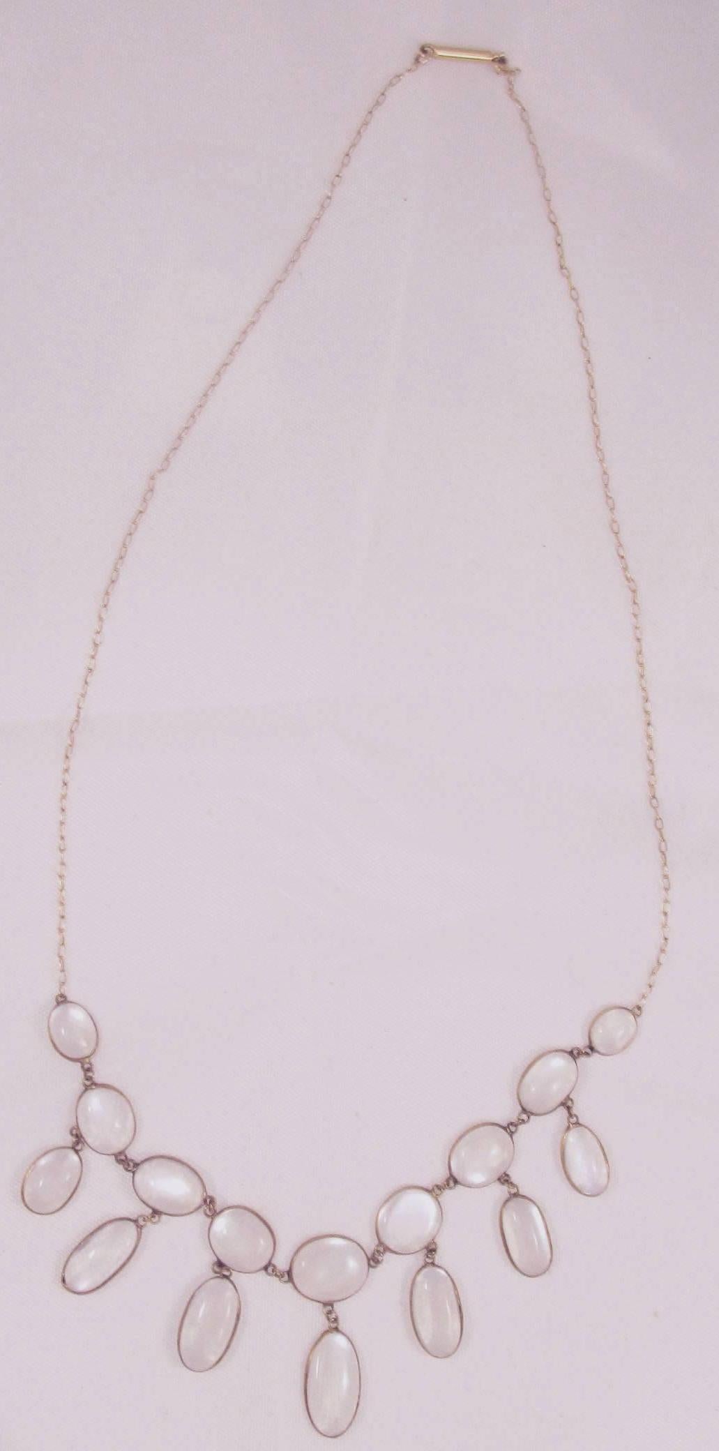 Antique Moonstone Necklace Gold  5