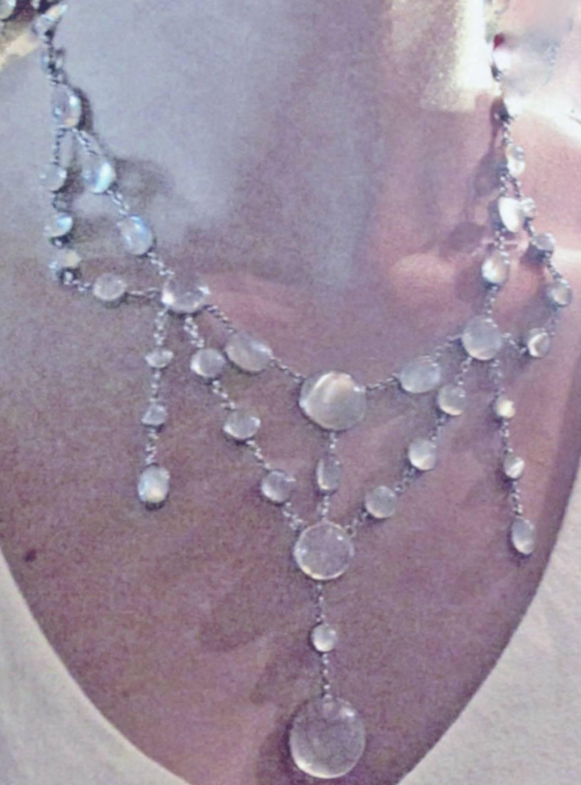 Antique Moonstone Silver Necklace For Sale 1