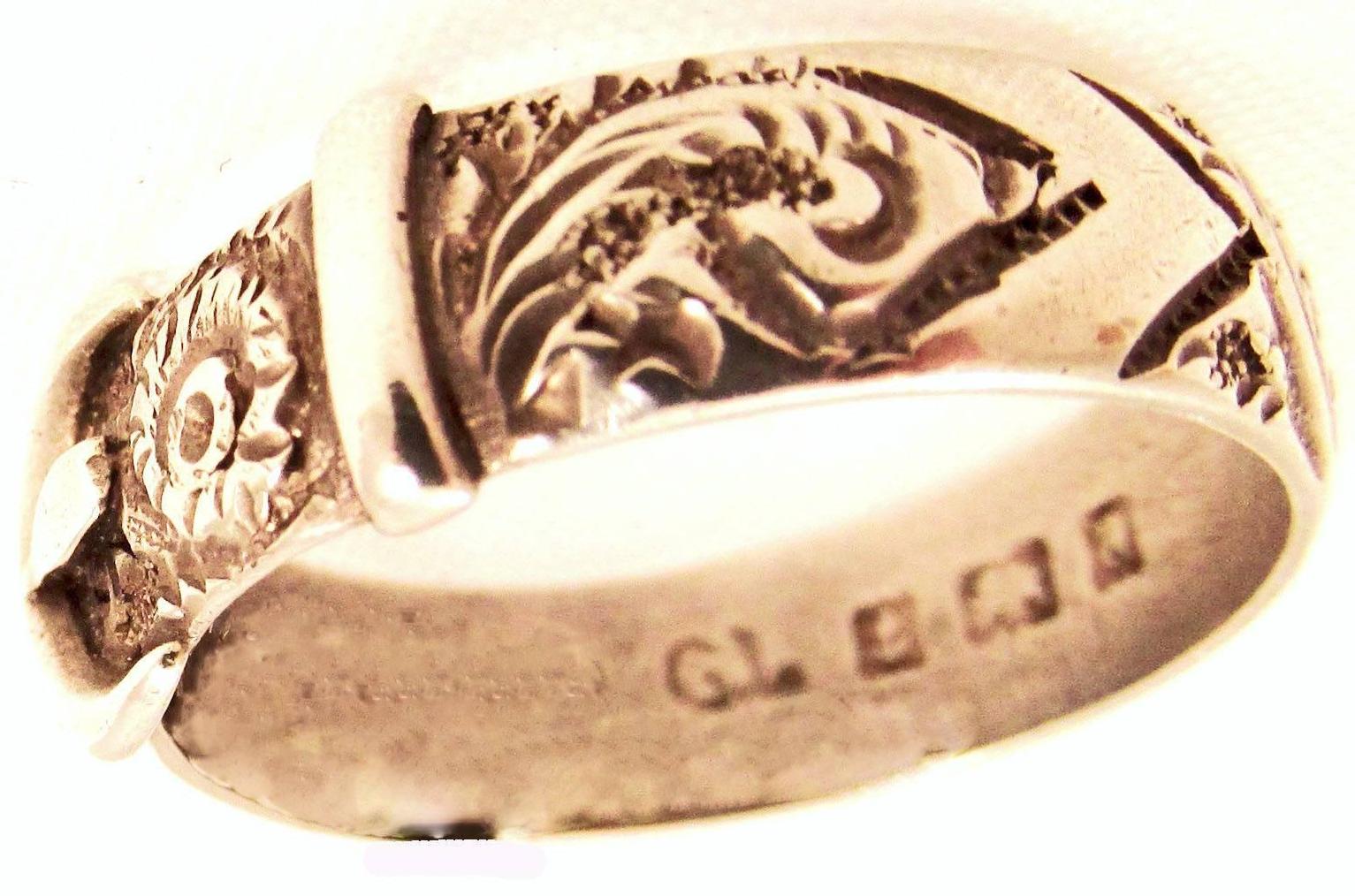 Women's or Men's Antique Victorian Sterling Silver Buckle Ring