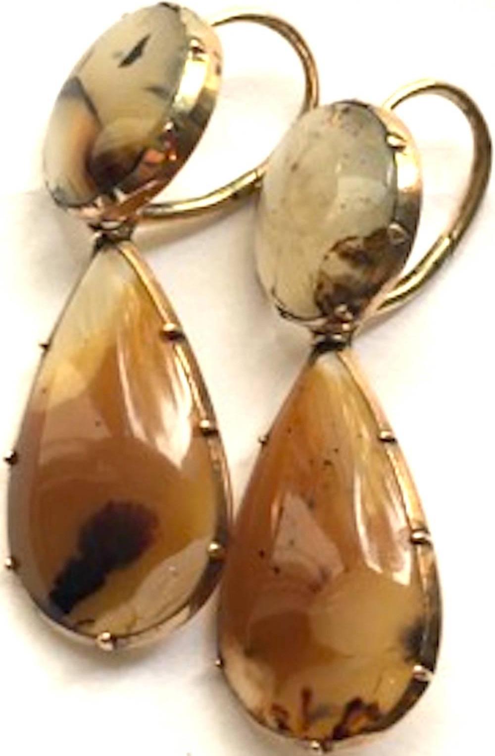 yellow gold agate earrings