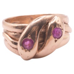 Hallmarked 1918 9K Ruby Double Headed Snake Ring