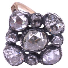 Bague grappe géorgienne en argent et or 18 carats en forme de diamant figuratif, c1810