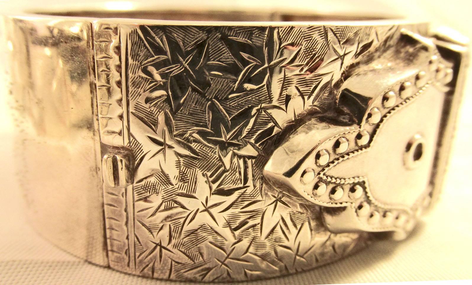 Victorian Antique Sterling Silver Buckle Bracelet