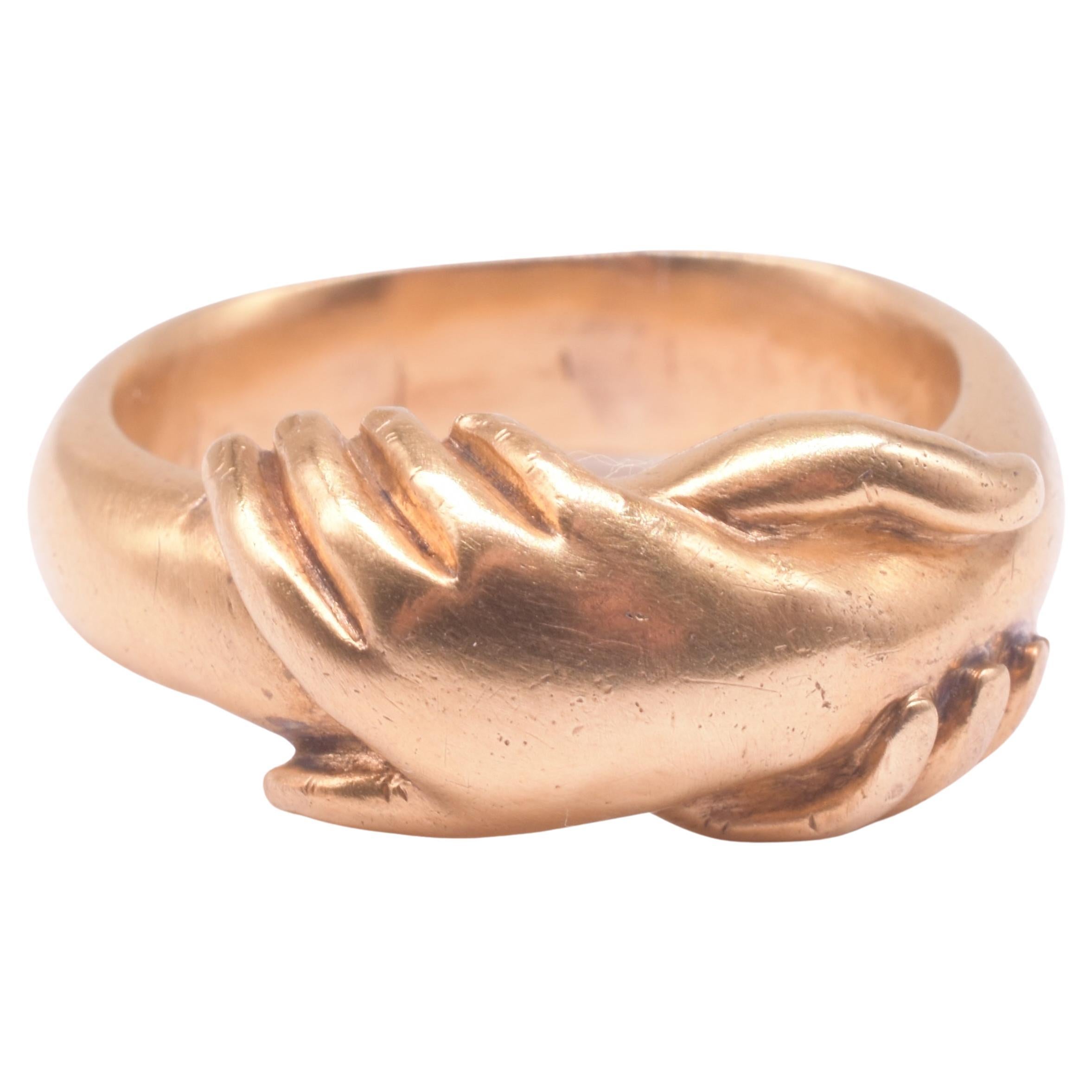Anillo de amistad antiguo de fede 18K circa 1880