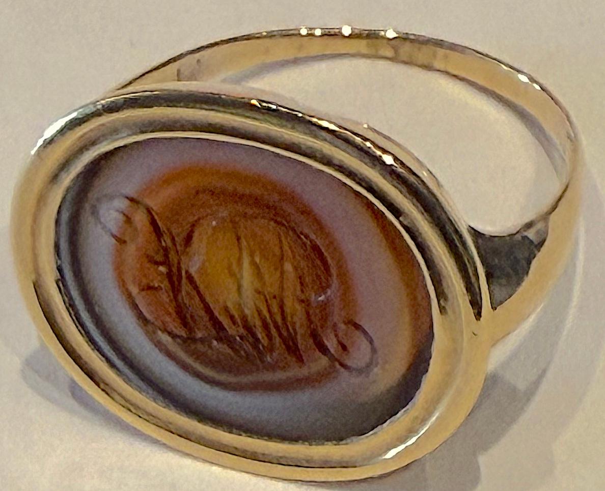 c1780 18K Monogrammierte Bullseye Achat Ring für Damen oder Herren im Angebot