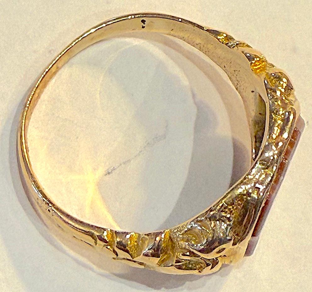 c1880 Bague de signet non gravée en cornaline et agate 18K Unisexe en vente