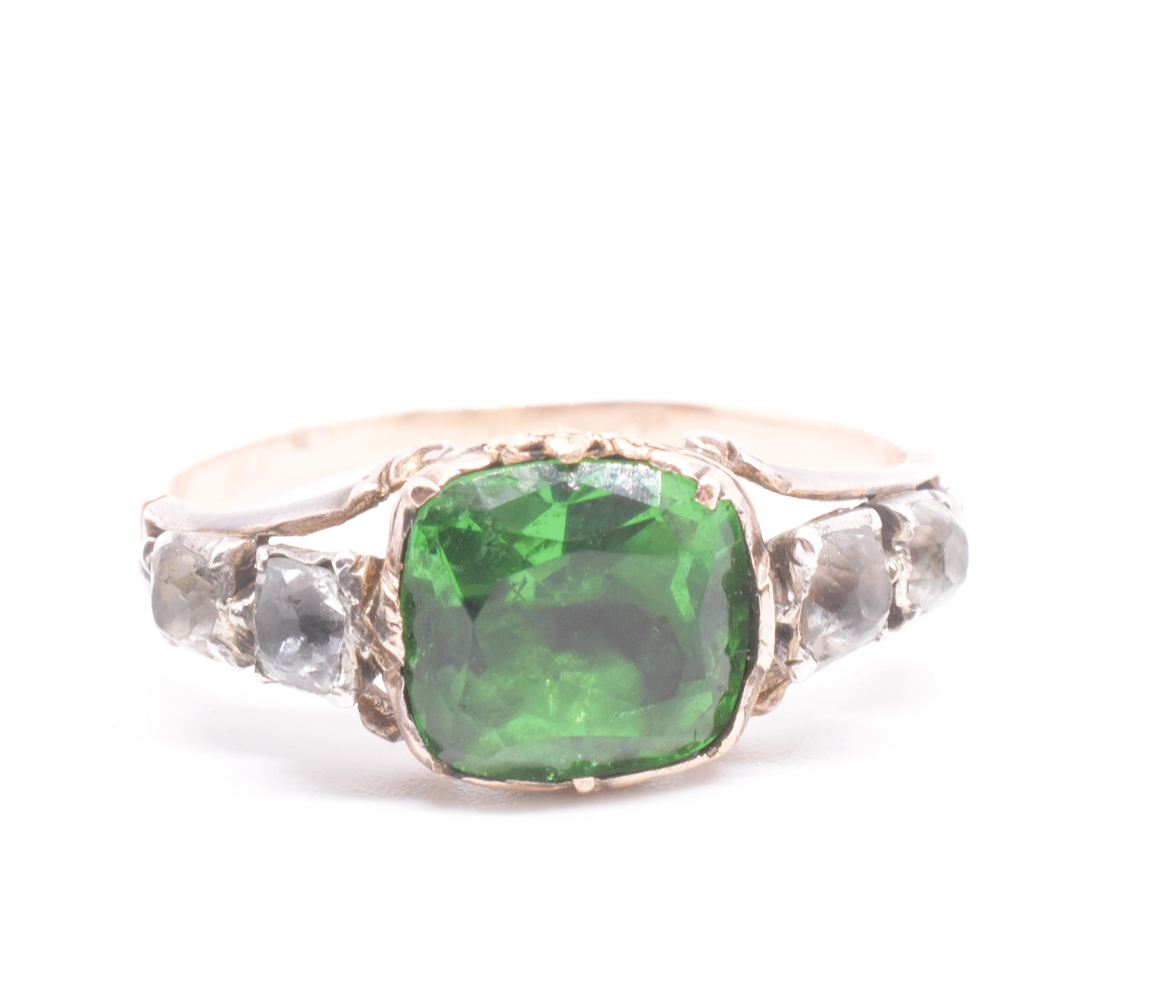 C1820 Smaragd und Diamant Paste Basket Set Ring (Georgian) im Angebot