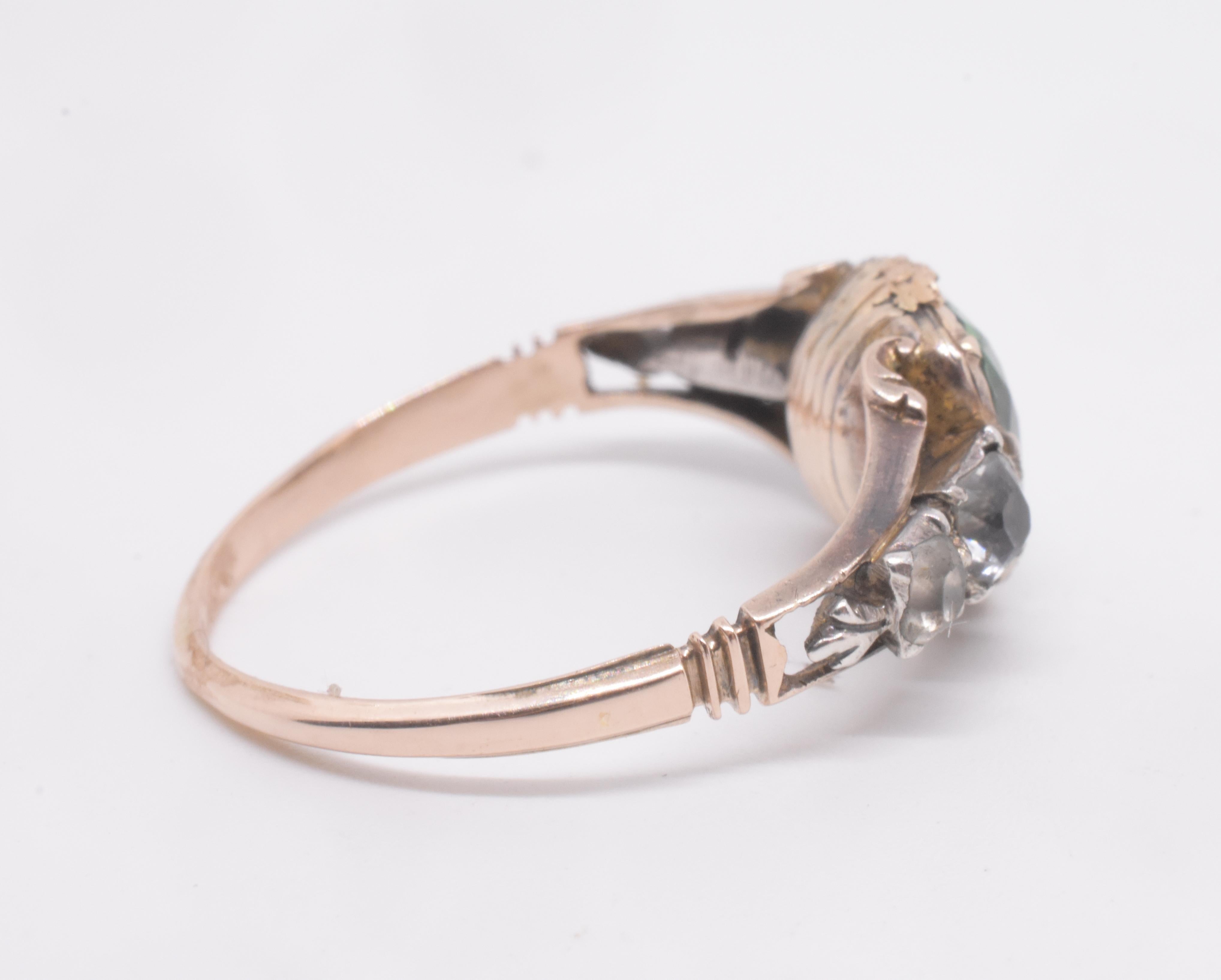 C1820 Smaragd und Diamant Paste Basket Set Ring im Angebot 1