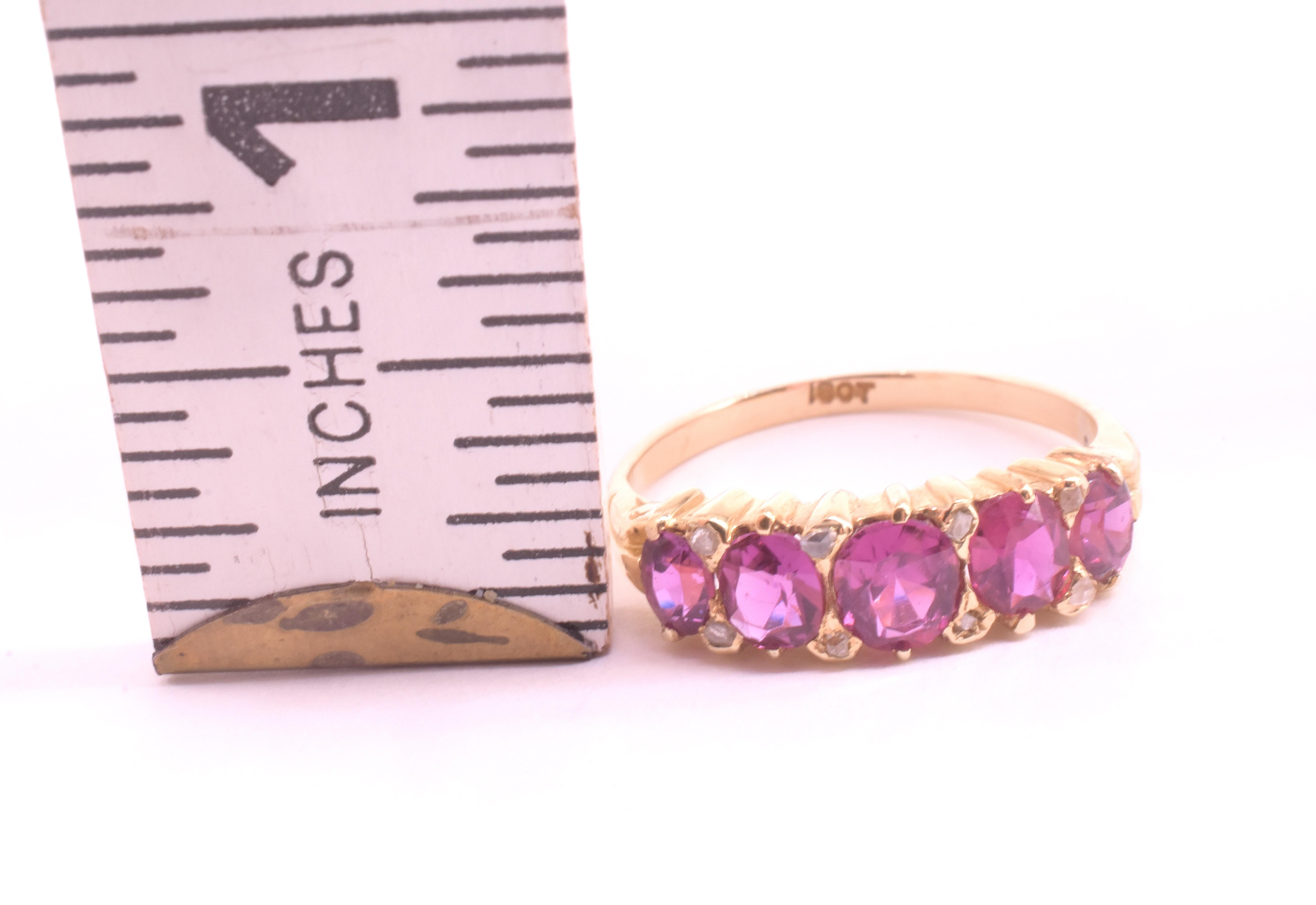 C1870 18K Natural Burma Ruby Five Stone Ring For Sale 4