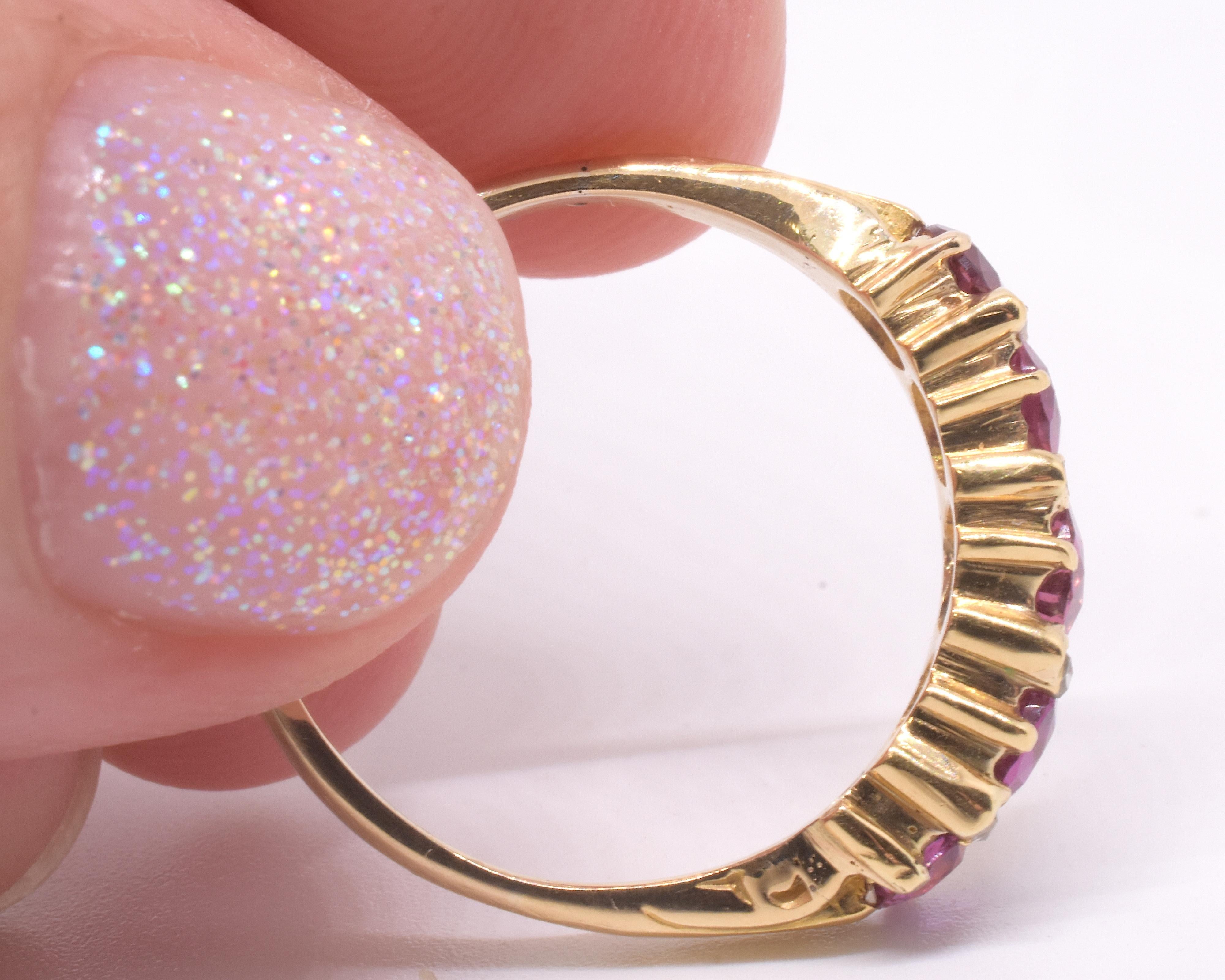 C1870 18K Natural Burma Ruby Five Stone Ring For Sale 5