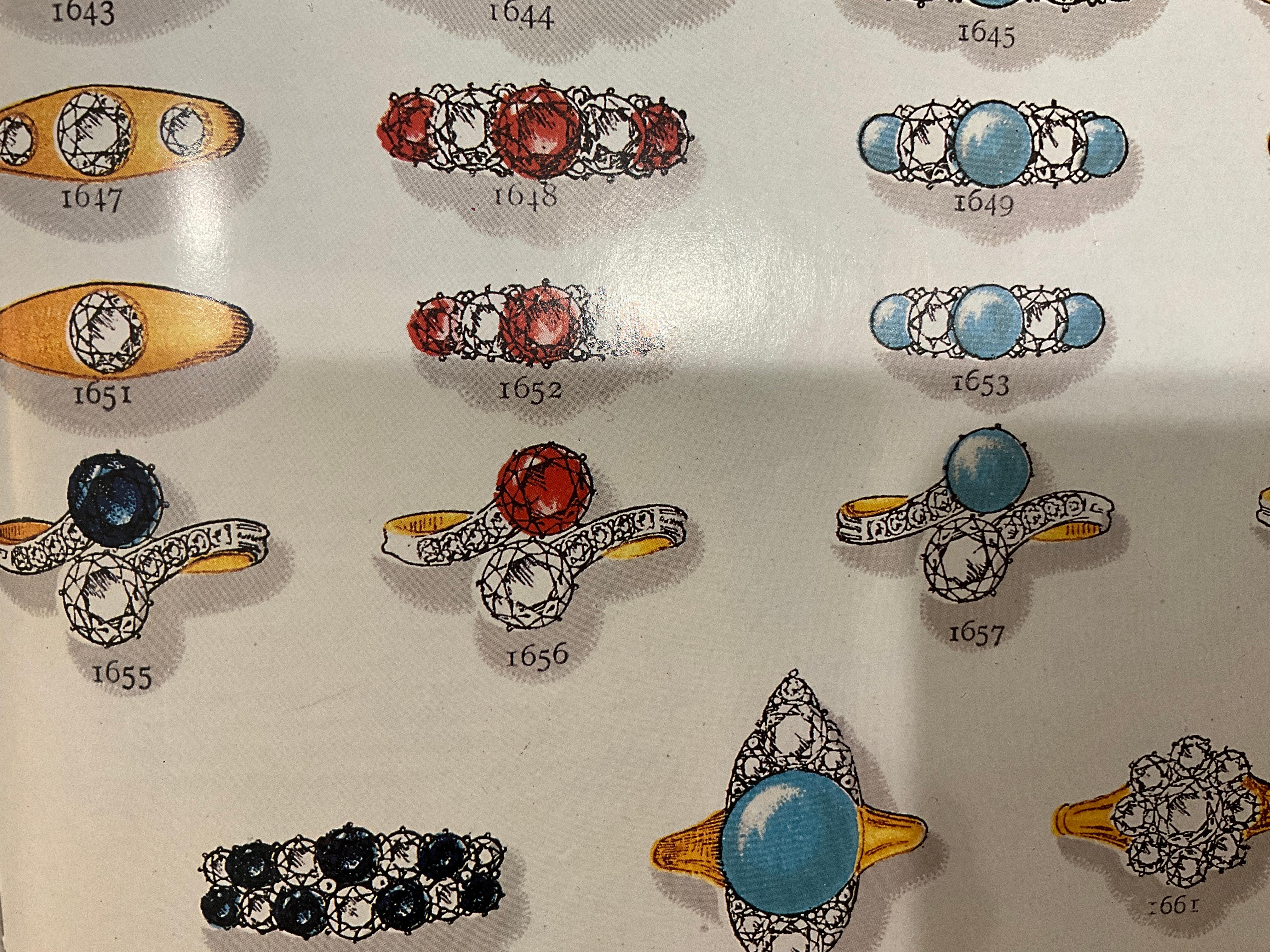 C1880 Bague à cinq pierres et demi-cercle en rubis 18K en vente 7