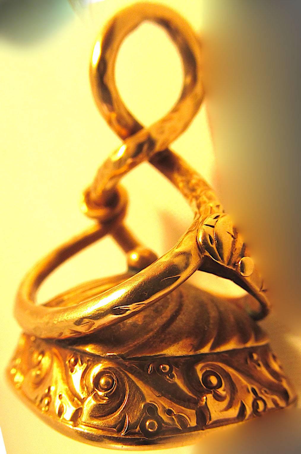 Women's or Men's Antique Gold Snake Fob