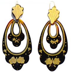 Antique Pique and Gold Earrings