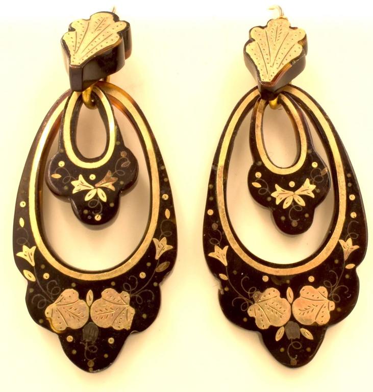 Antique Pique and Gold Earrings at 1stdibs