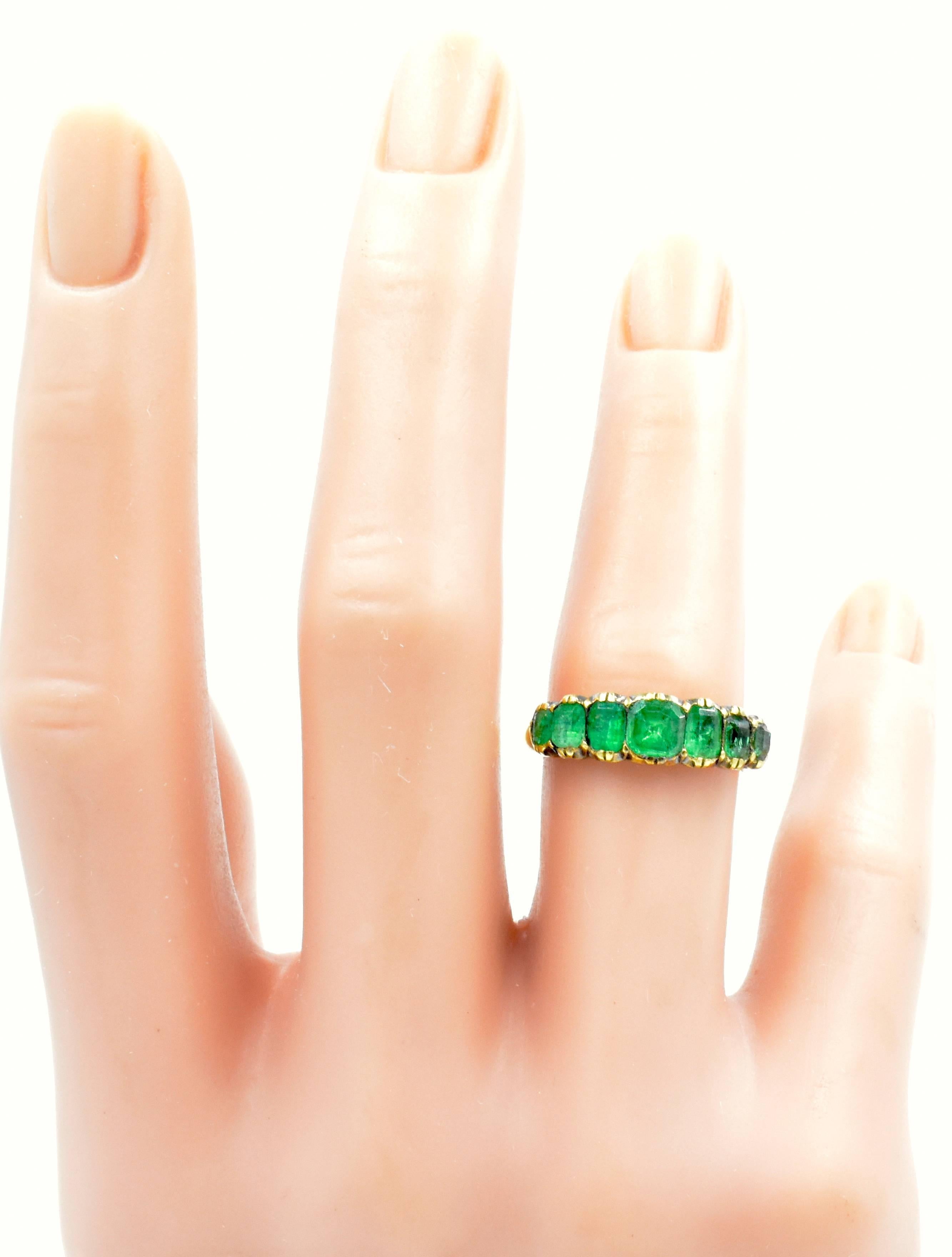 Antique Seven-Stone Emerald Ring 5