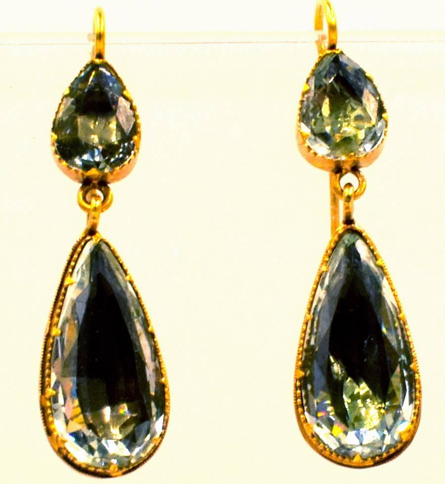 Antique Aqua and Gold Drop Earrings 1