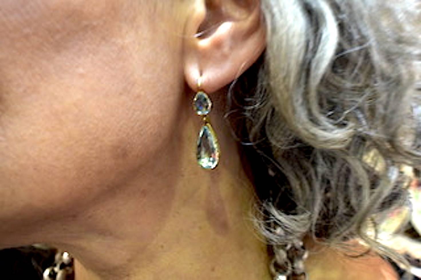 Antique Aqua and Gold Drop Earrings 5