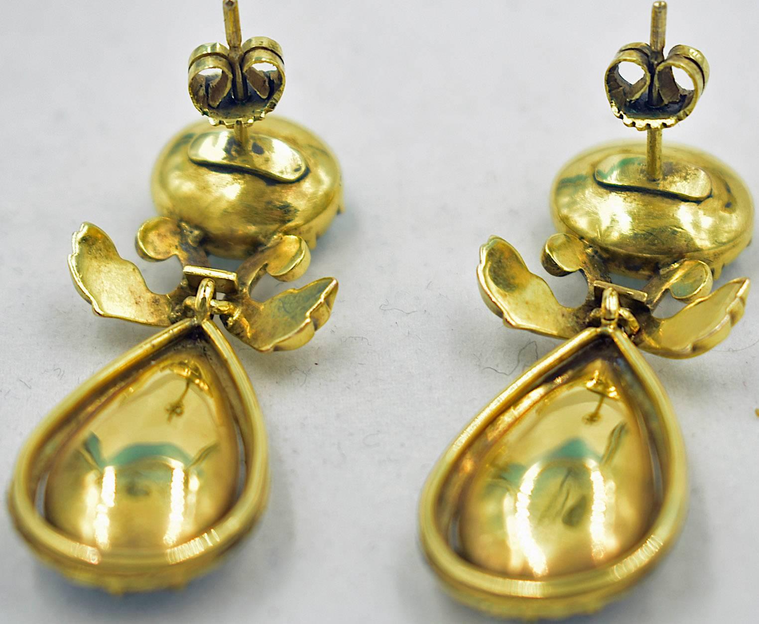 Antique Aquamarine Gold Drop Earrings 2
