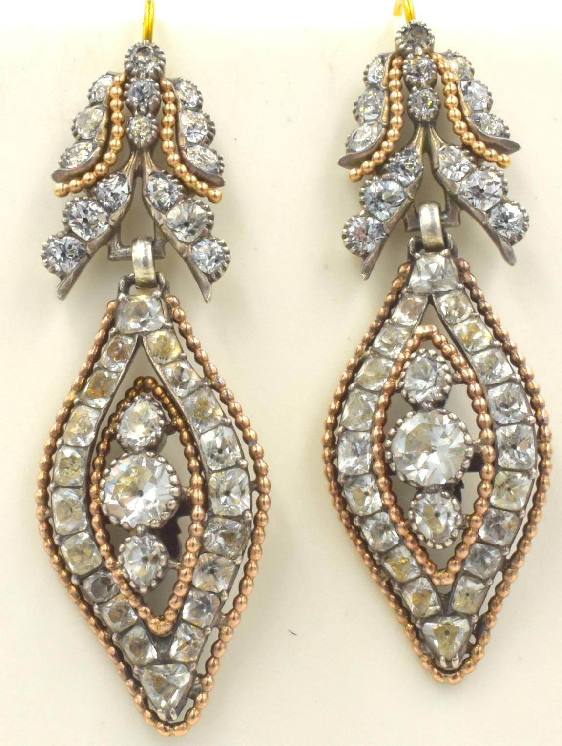 Antique Rock Crystal Floral Earrings In Excellent Condition In Baltimore, MD