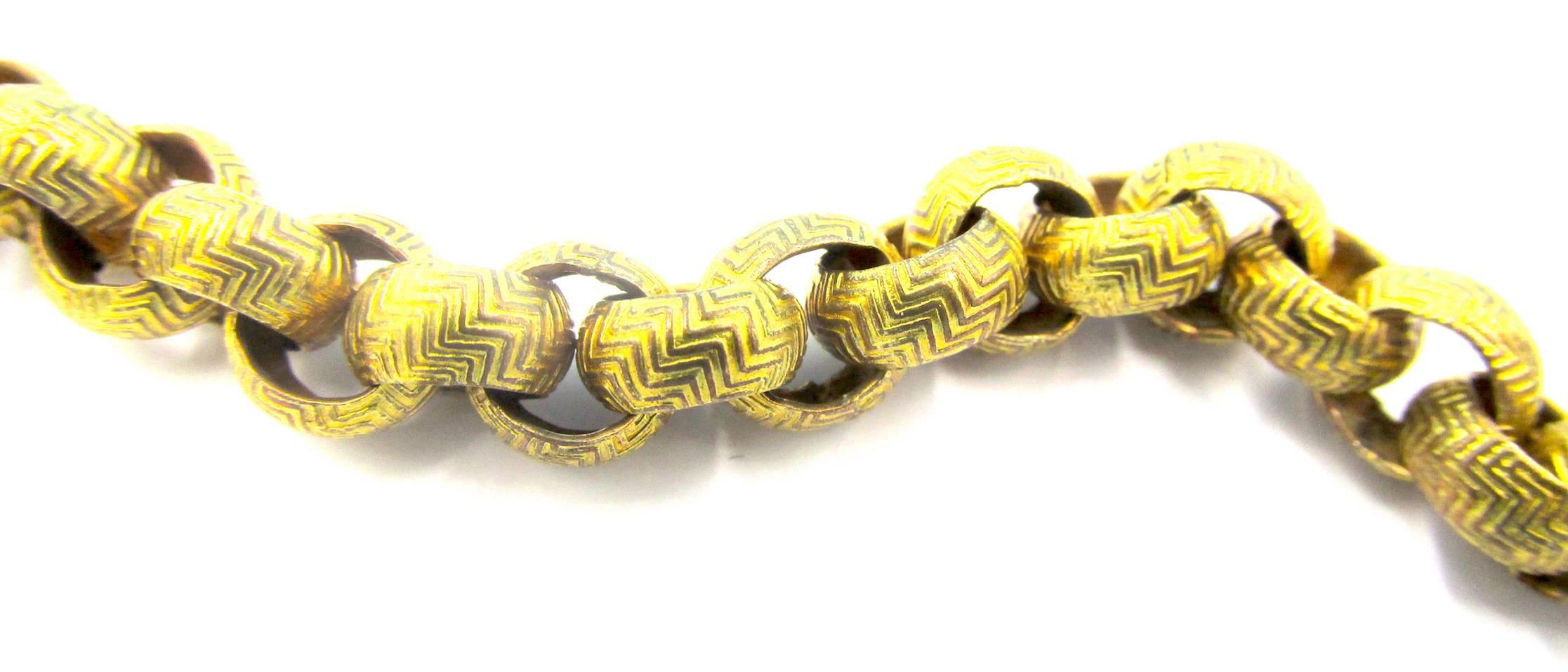 Antique Pinchbeck Muff Chain with Hand Clasp, circa 1840 2