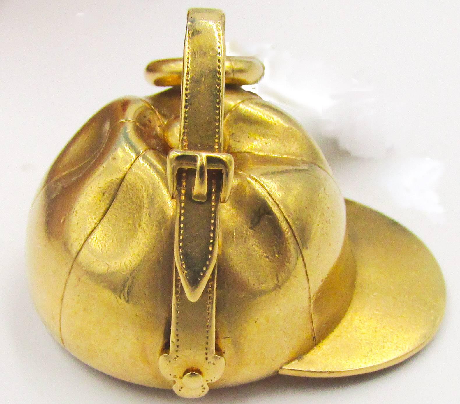 Late Victorian Antique Gold Jockey Cap Fob