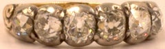 Georgian Six Stone Diamond Silver Gold Band Ring