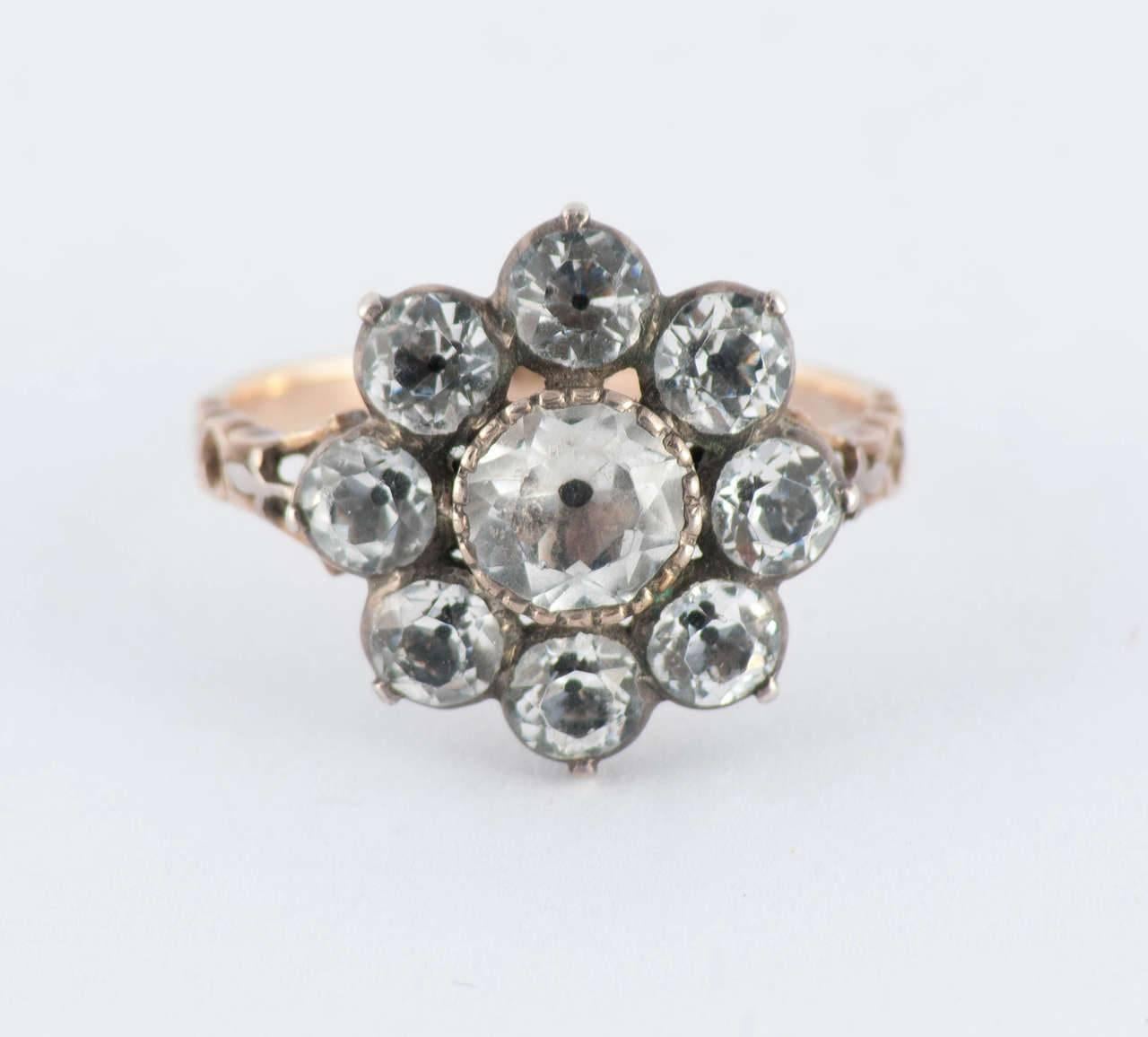 Old European Cut Early Victorian Paste Cluster Ring