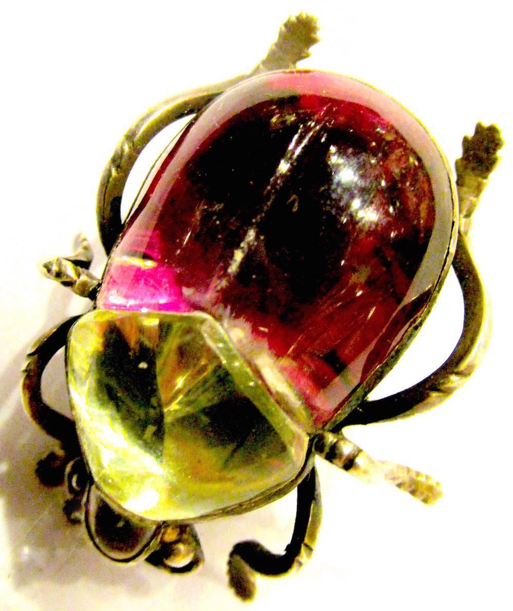 Women's Antique Rock Crystal Bug Pin