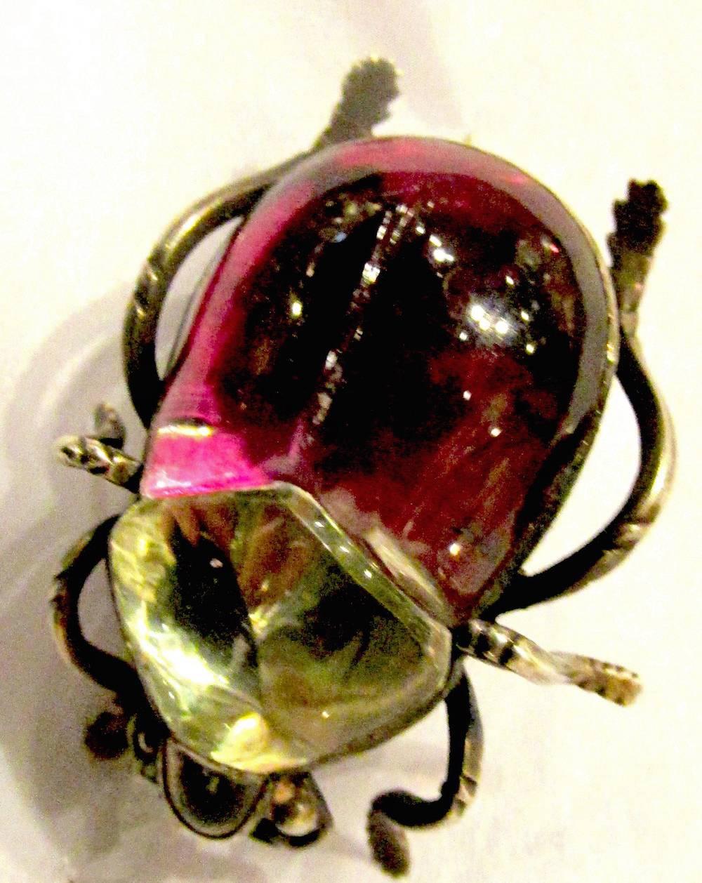 Antique Rock Crystal Bug Pin 2