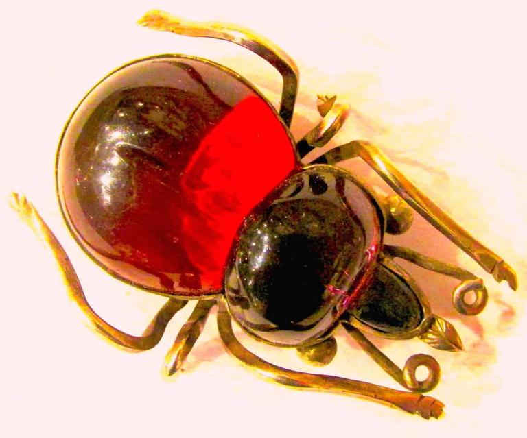 Antique Rock Crystal Bug Brooch In Excellent Condition For Sale In Baltimore, MD