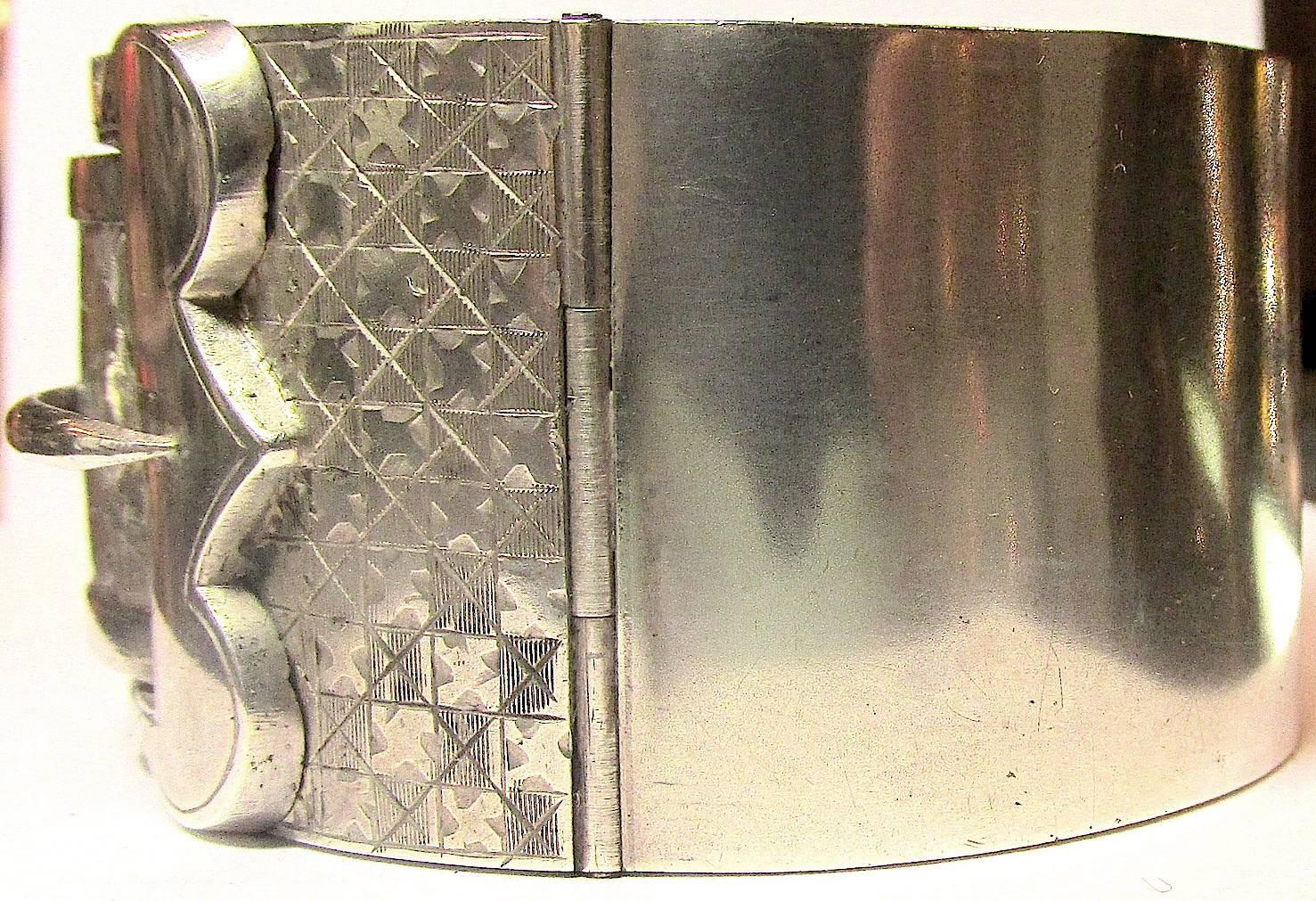 Antique Victorian Sterling Silver Buckle Motif Cuff Bracelet 1