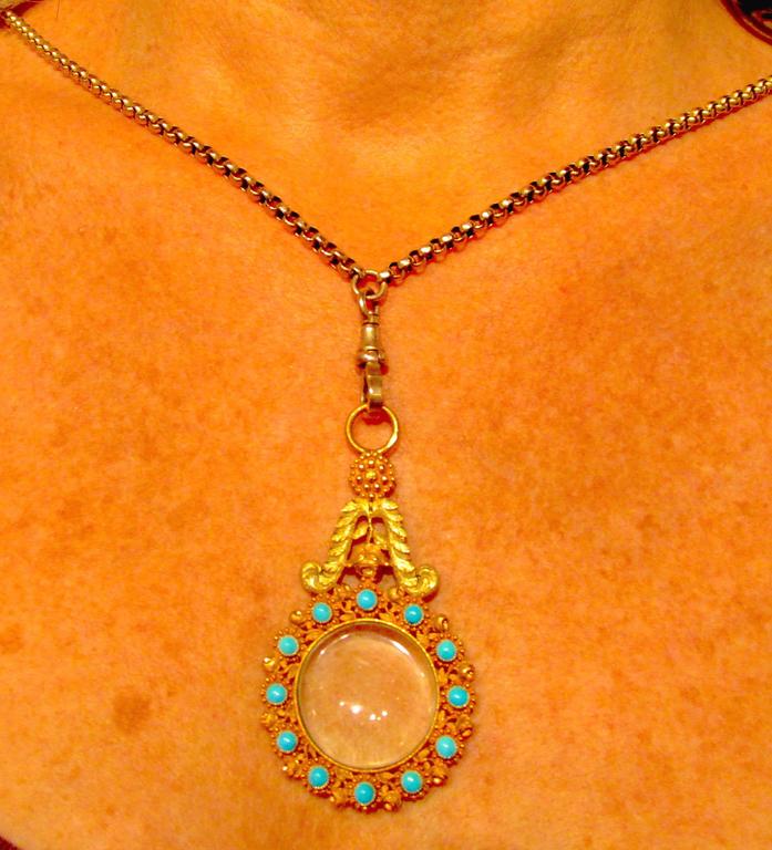 Antique Gold and Turquoise Quizzing Glass For Sale (Free Shipping) at