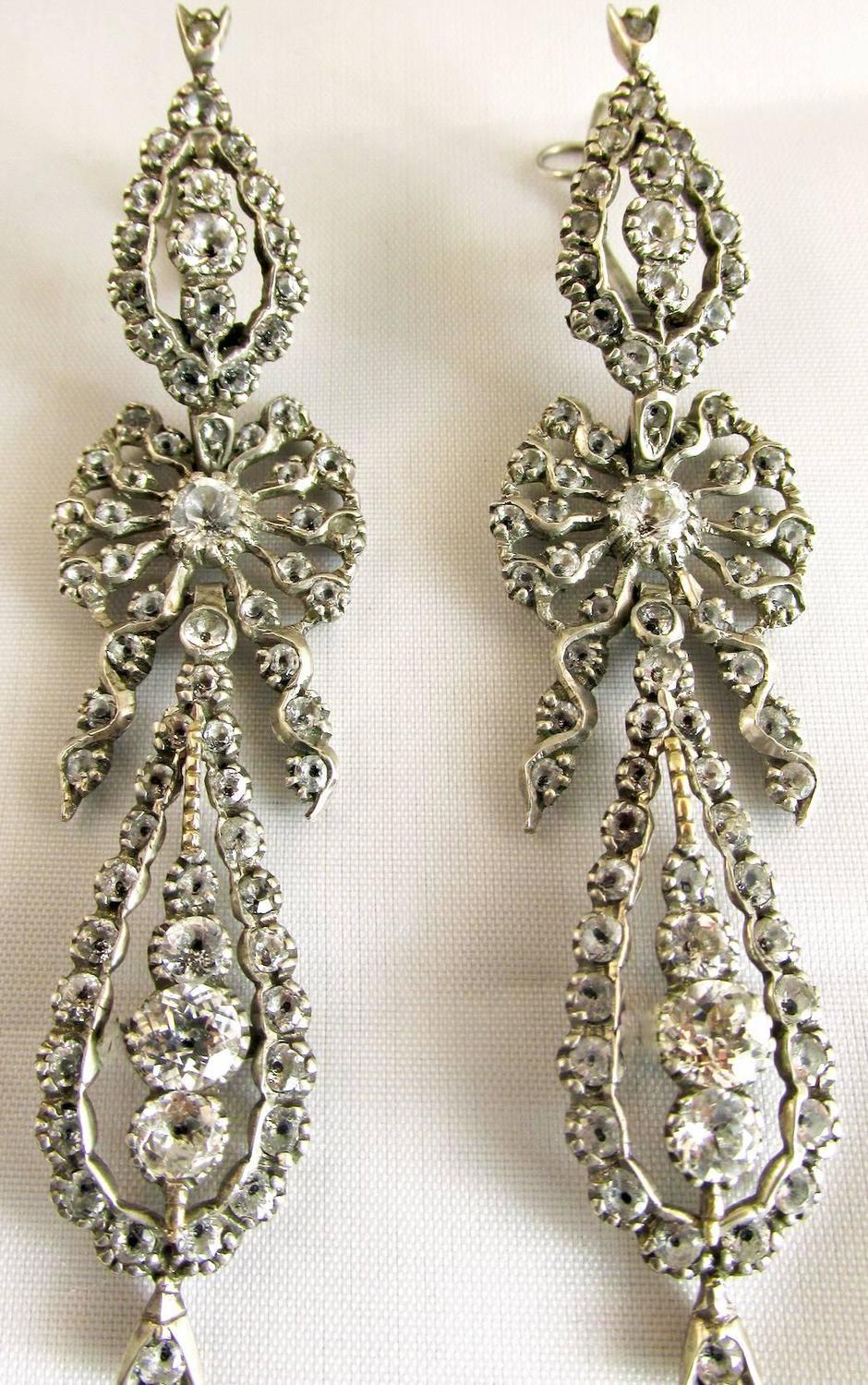 Antique Portuguese Paste and Silver Earrings For Sale at 1stdibs