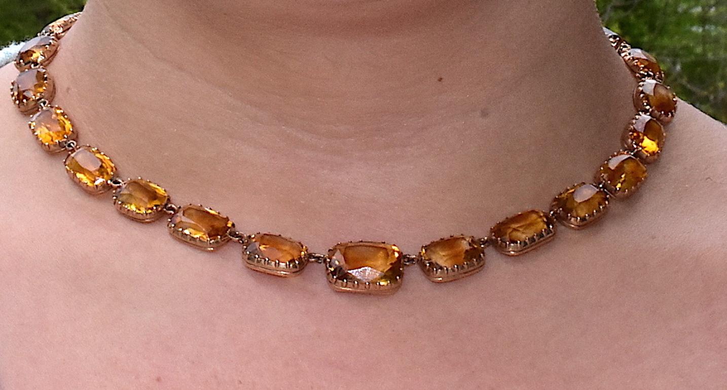 Antique Georgian 18 Karat and Citrine Riviere and Earrings Demi-Parure 11