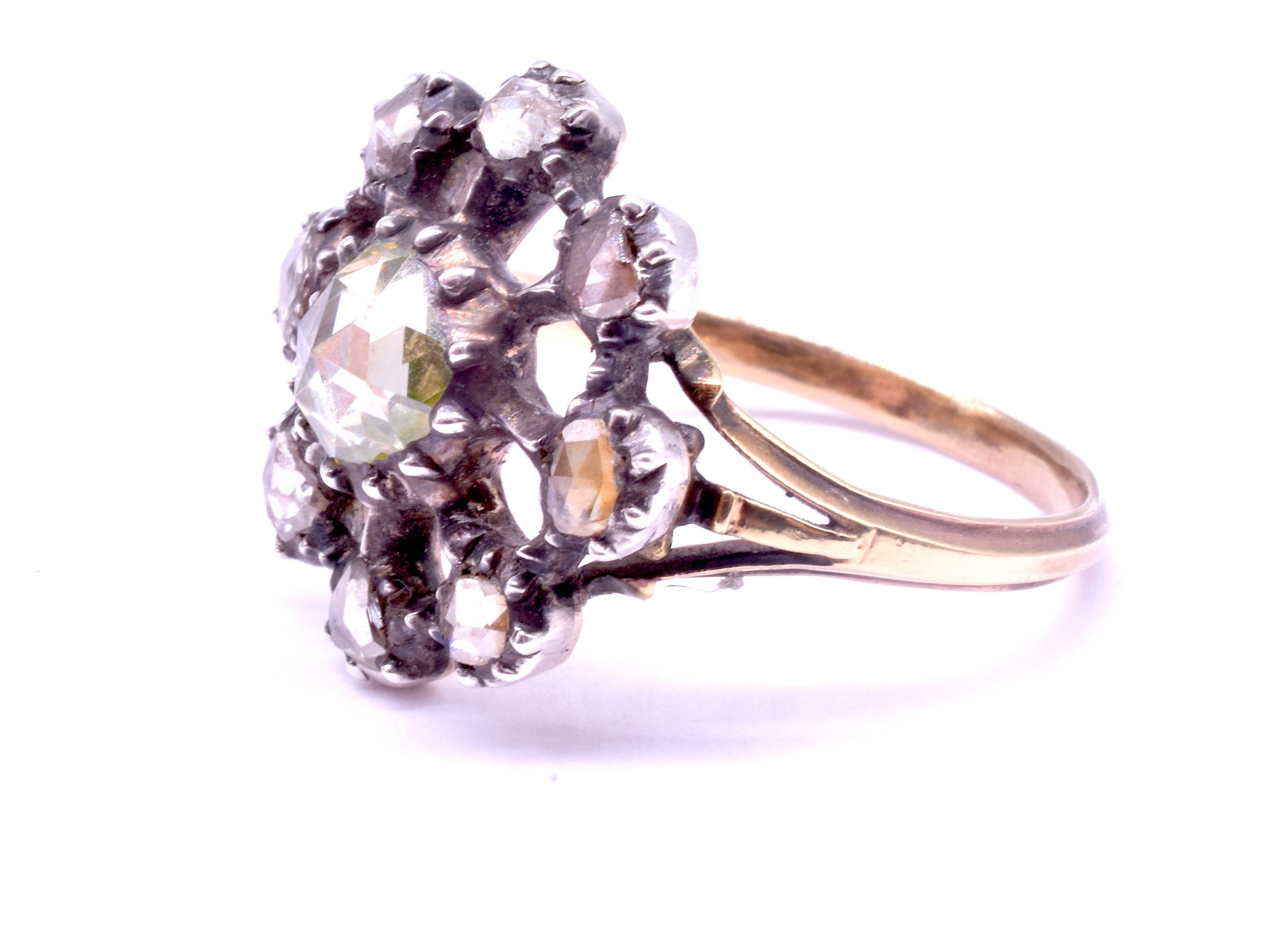 Georgian Dutch Crown Rose Diamond Cluster Ring, 18K 3