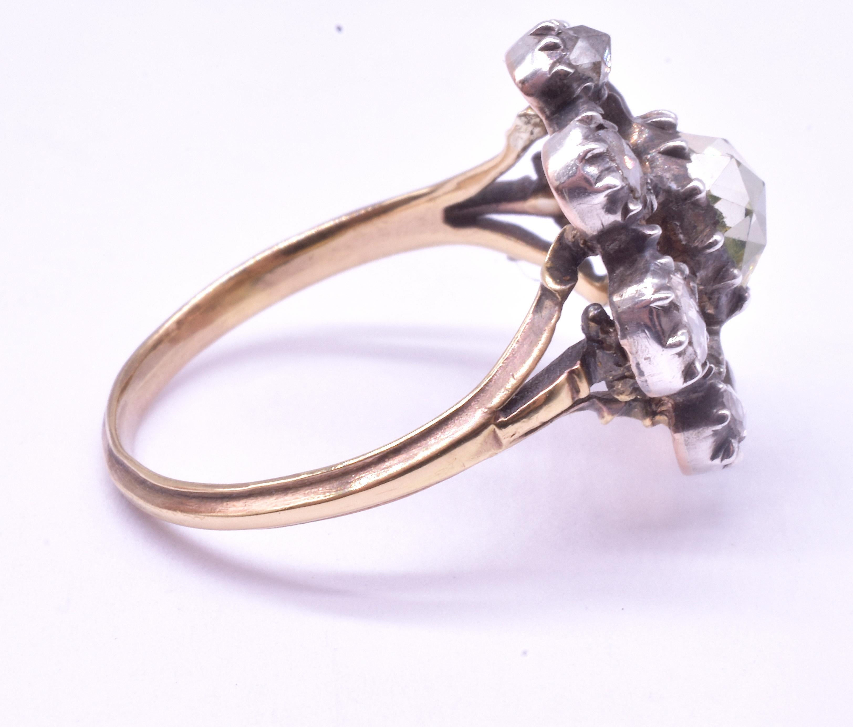 Georgian Dutch Crown Rose Diamond Cluster Ring, 18K 2