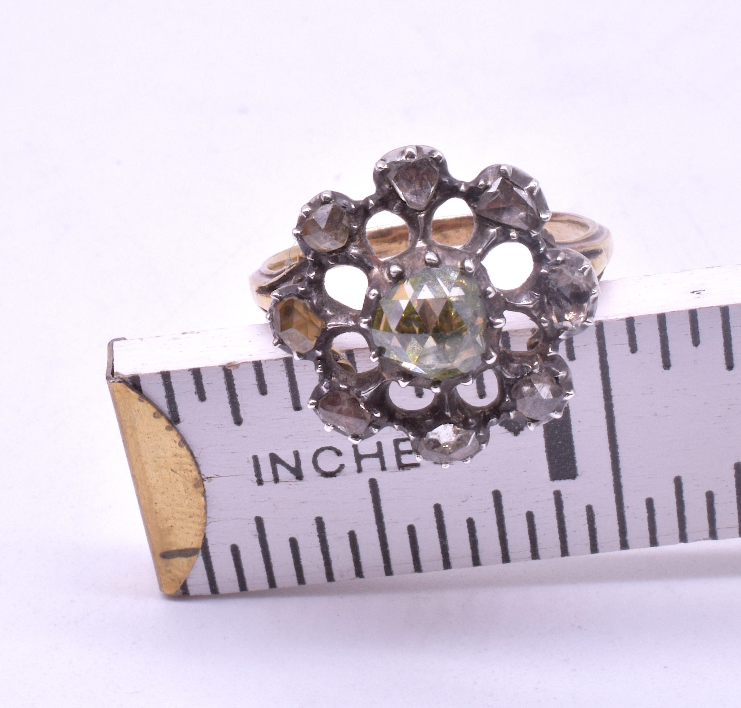 Georgian Dutch Crown Rose Diamond Cluster Ring, 18K 5