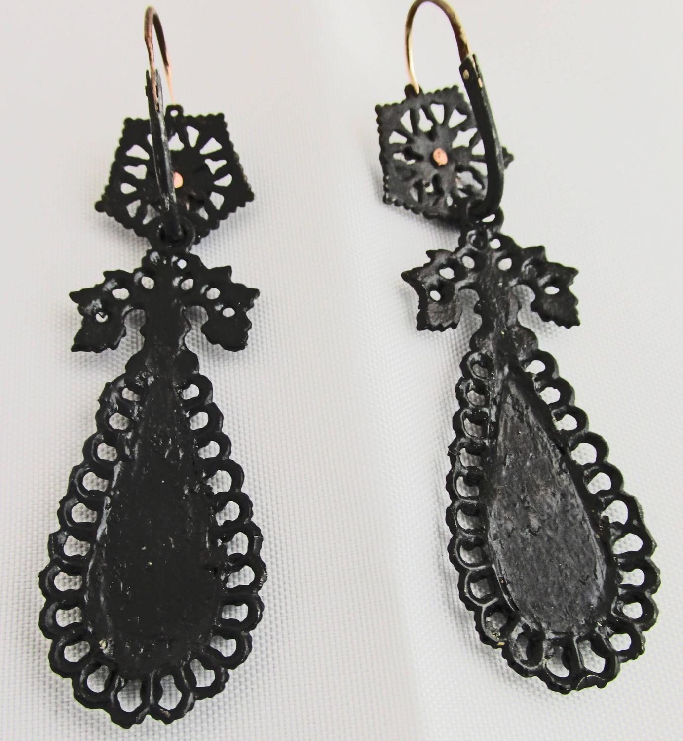 Antique Pair of Berlin Iron Earrings For Sale at 1stdibs
