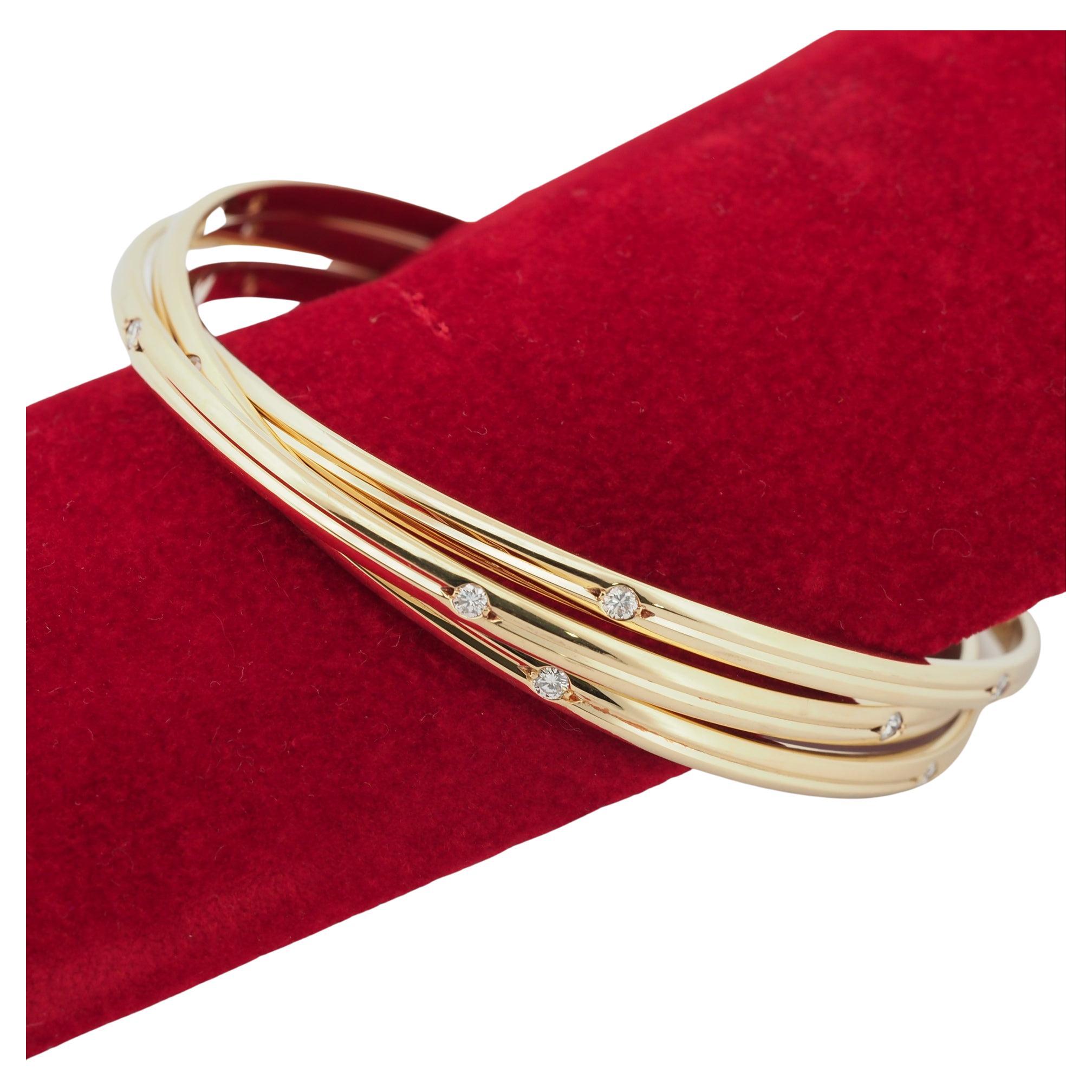Cartier Trinity Constellation Bangle Bracelet 1ct Diamonds Yellow Gold