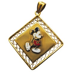 Vintage Micky Mouse Pendant in 14k Gold